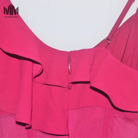 Marciano | Fuschia Asymmetric Mesh Corset Jumpsuit - Picture 7 of 10